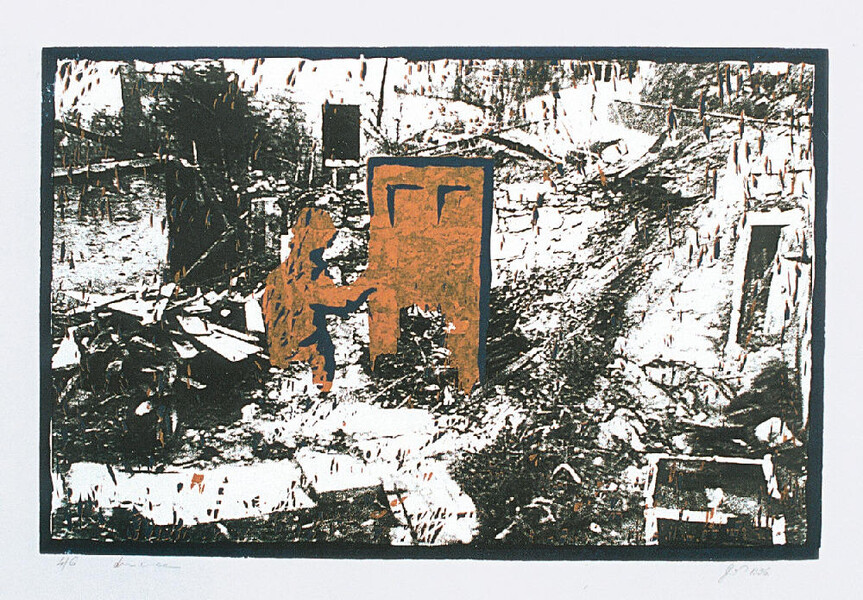 The door, 1996, 50x70 cm, woodcat